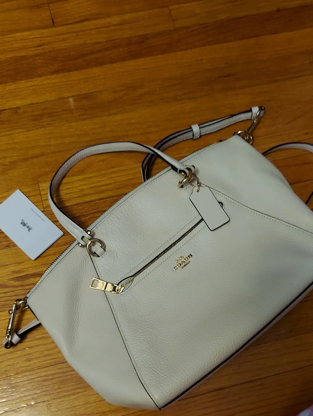 Coach Cream Pebbled Leather Satchel Tote